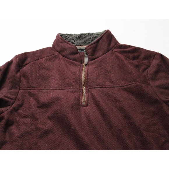 London Fog Men's Half-Zip Sherpa-Lined Pullover Sweater Burgundy Size L Large - Picture 3 of 4